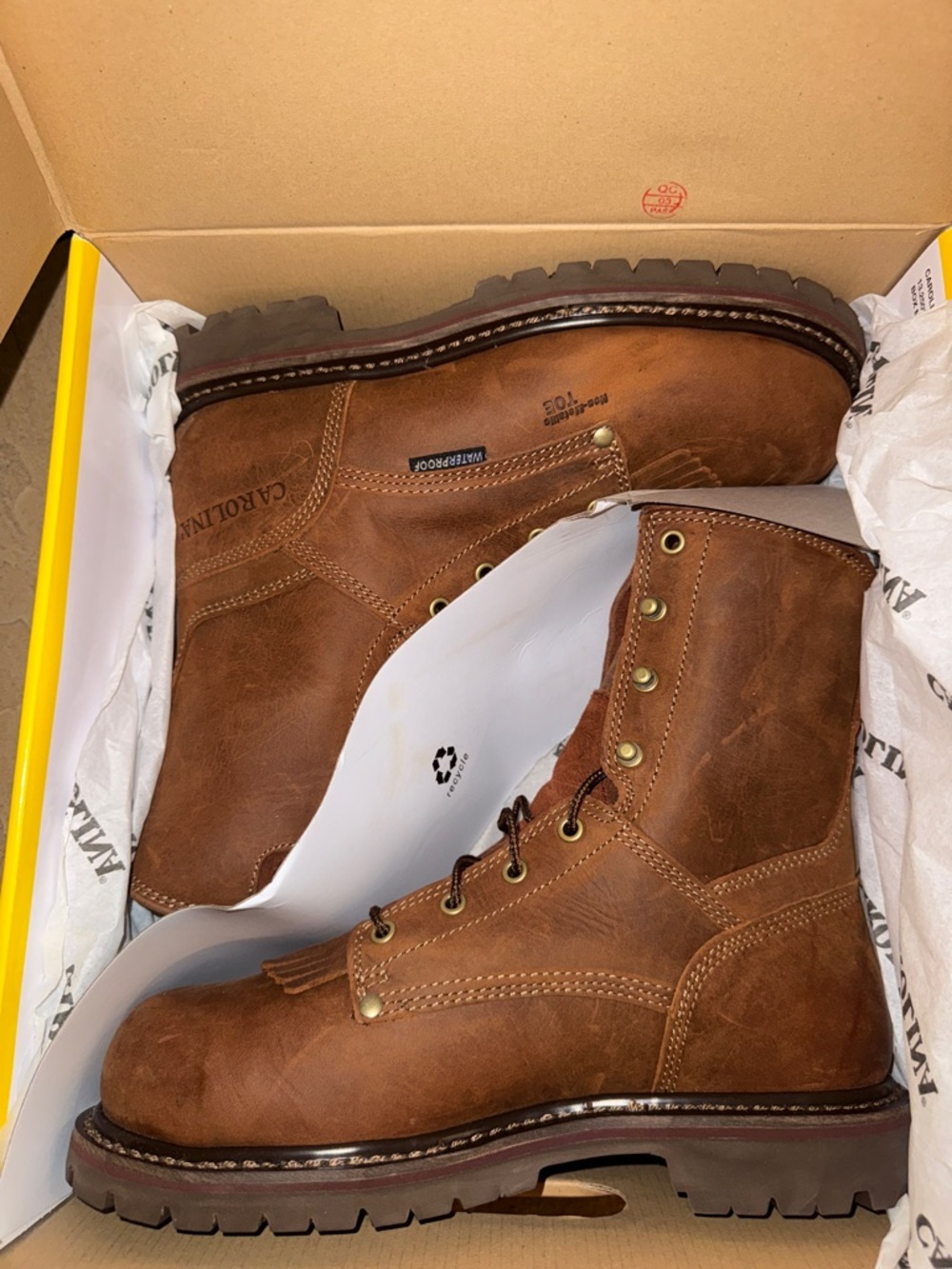 MEN'S CAROLINA BOOTS CA8528 8 IN COMPOSITE TOE WATERPROOF WORK BOOTS sz 8.5